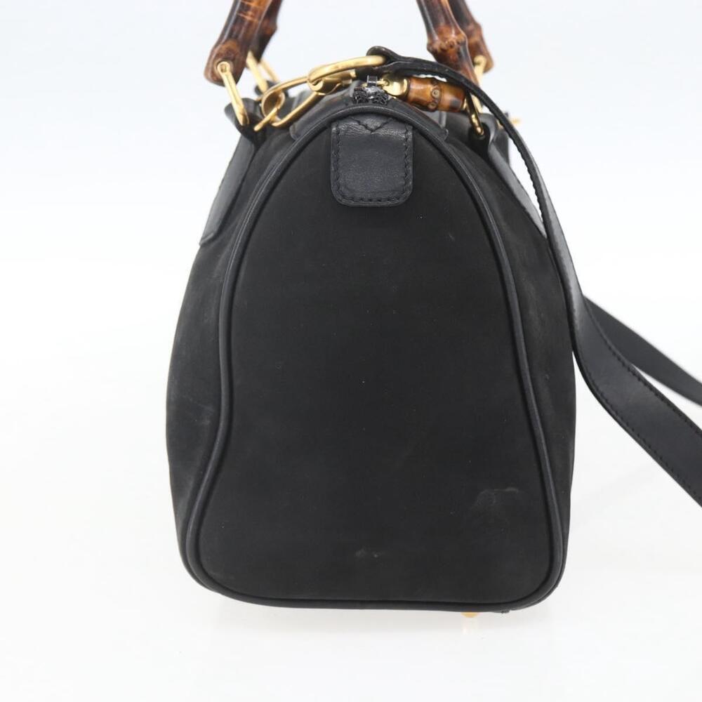 GUCCI Bamboo Hand Bag Suede 2way Black Gold 000 3444 0294 Auth 161026 - Picture 3 of 16